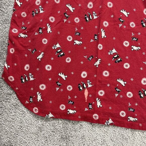 Unbranded Tunic Sleep Shirt Womens 2XL Red Winter Penguin Snowflakes Long Sleeve - Picture 4 of 8